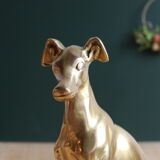 Vintage brass greyhound sitting dog from the 70s, height 25 cm