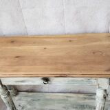 Console and white patinated mirror