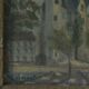 Peinture à l’huile sur panneau Château signée