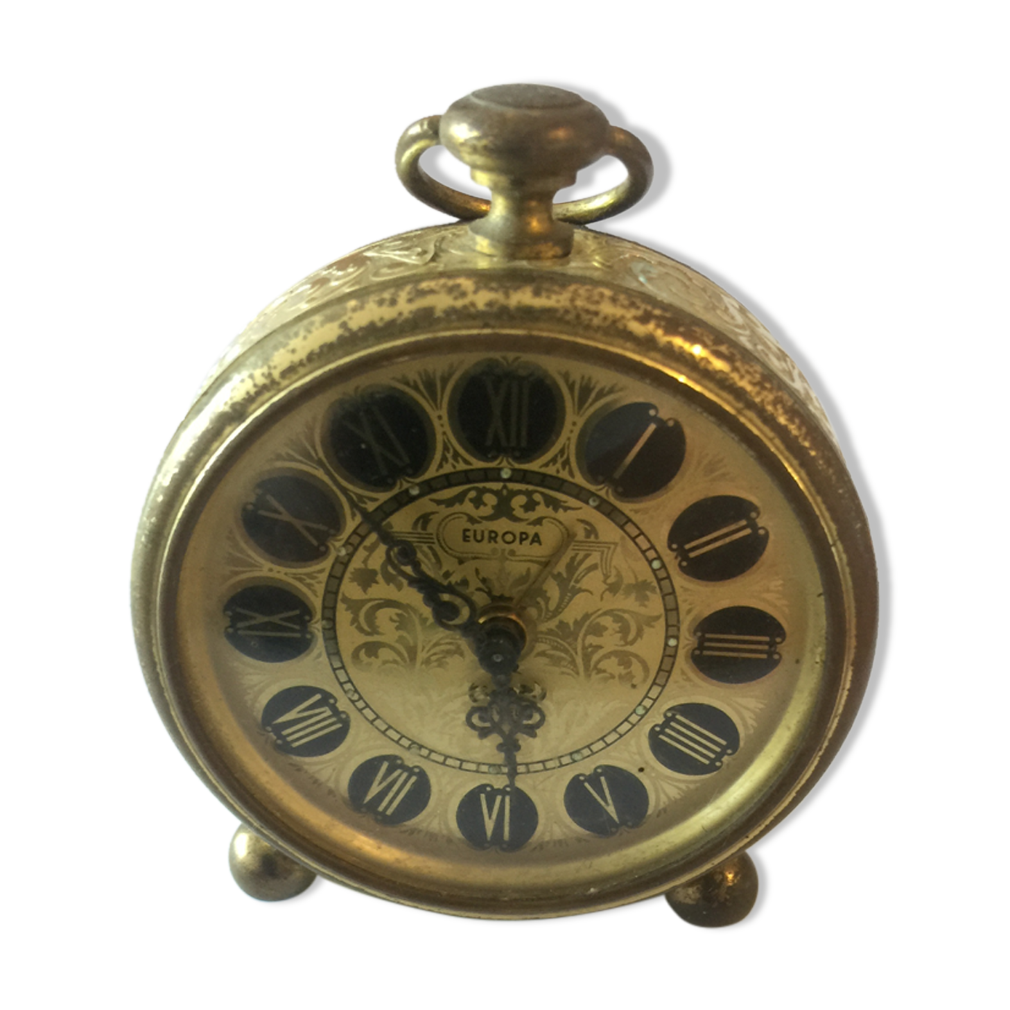 Vintage Europa alarm clock in brass year 1960