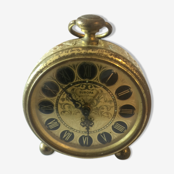 Vintage Europa alarm clock in brass year 1960