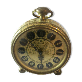 Vintage Europa alarm clock in brass year 1960