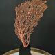 Large Red/Orange Gorgon Black wooden base. H: 36 cm