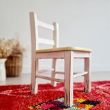 Chaise ancienne bois bistrot enfant - blanc patiné