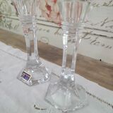 Set of 2 small Art Deco style candlesticks in Bohemian crystal