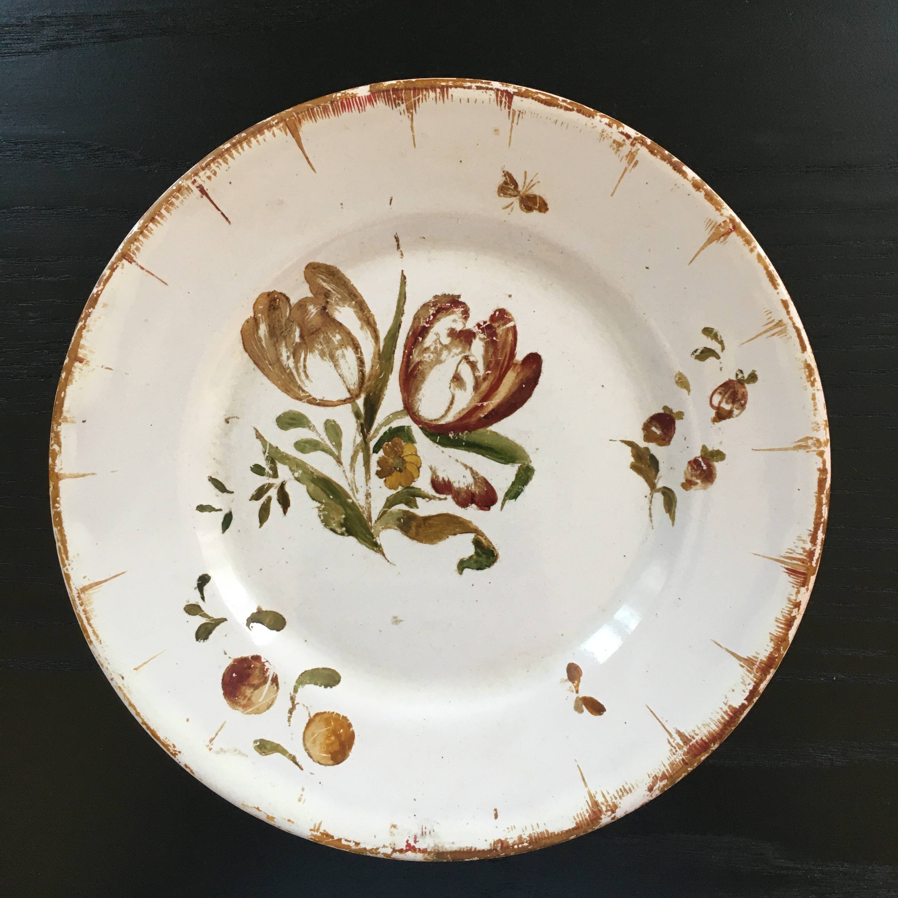 Antique plate with floral decoration