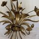 Hans Kögl-style 6-arm chandelier in gilded metal, 1970s, with two wall lights