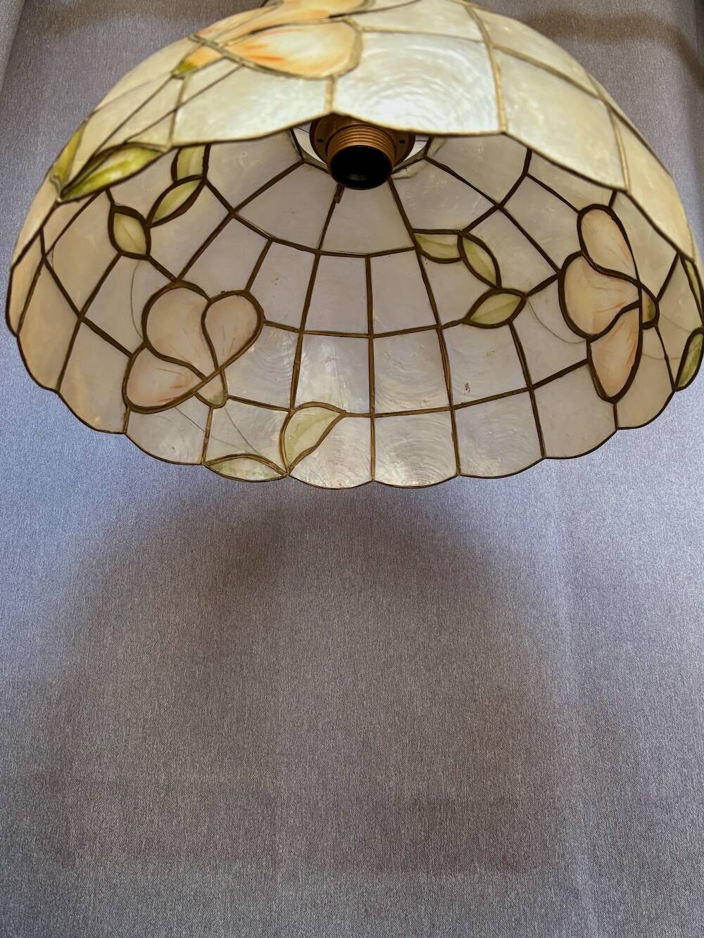 Capiz shell and brass pendant light