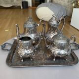 Tea and coffee set from 1930 in silver metal