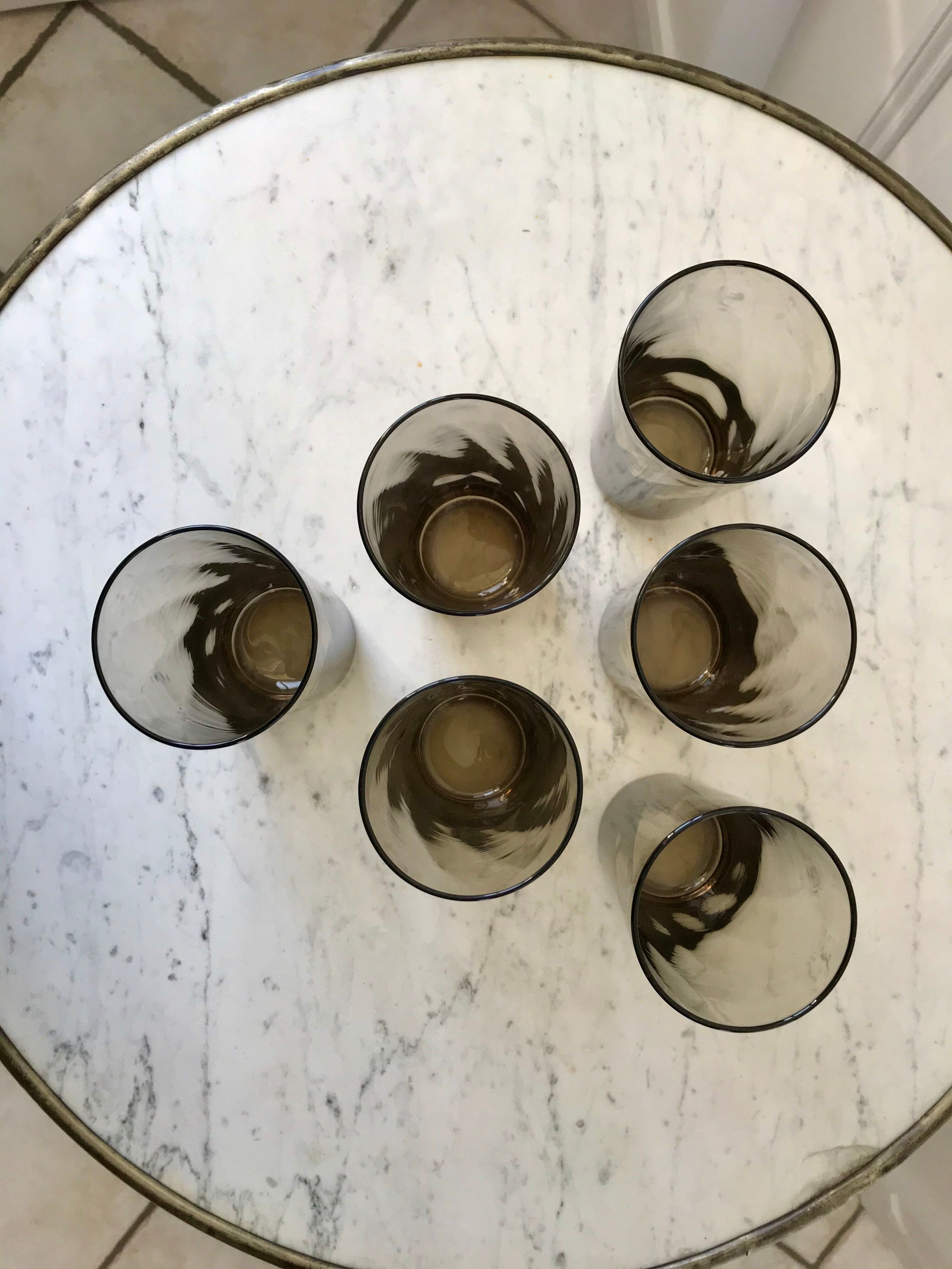 Set of 6 glasses smoked long drink 70s