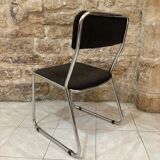 Set of 4 70s chrome metal chairs