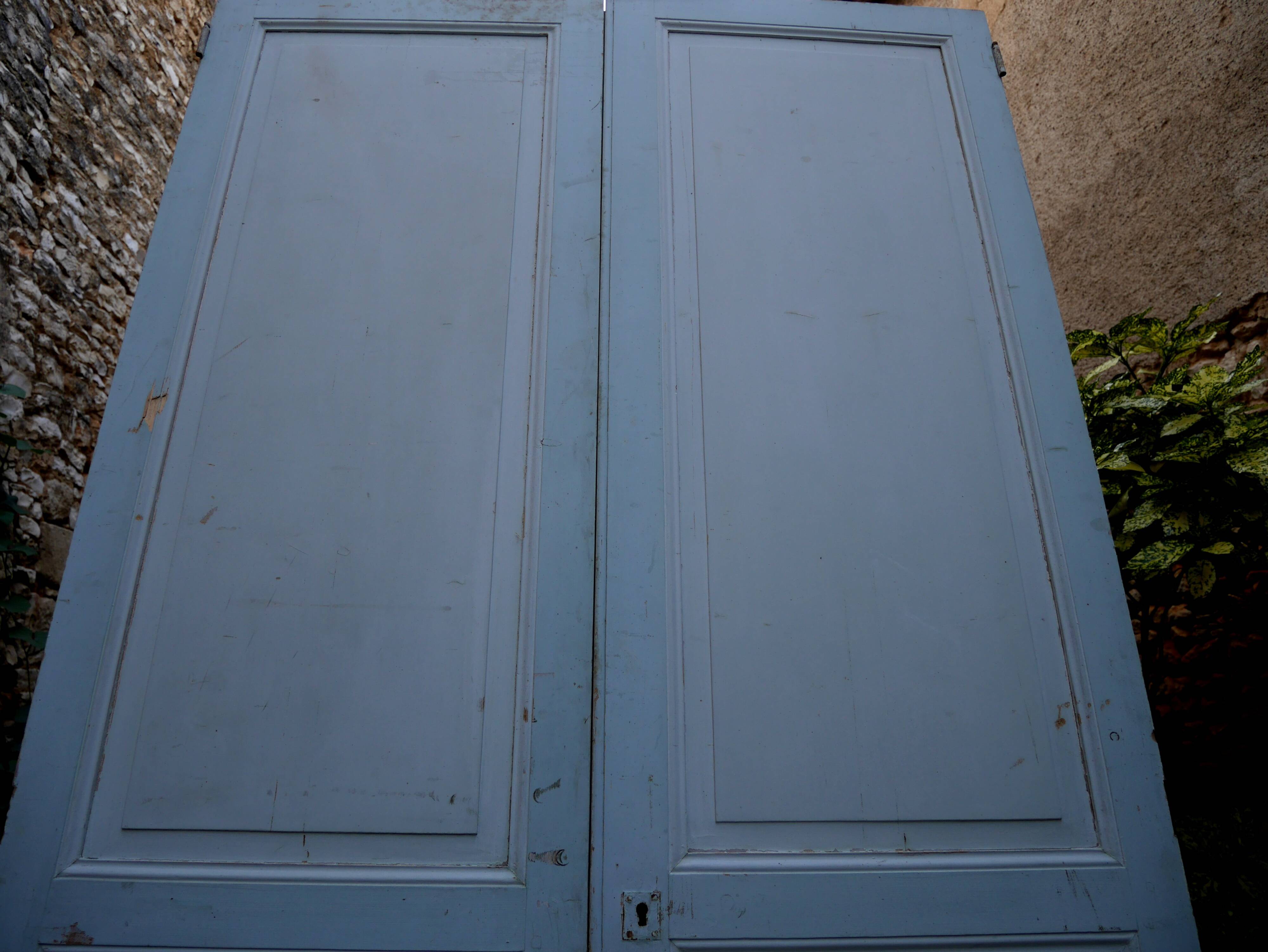 pair of large old wooden doors