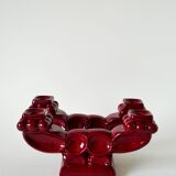 Pair of large burgundy ceramic candlesticks, 1950