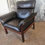Paire de fauteuils Scala en cuir noir