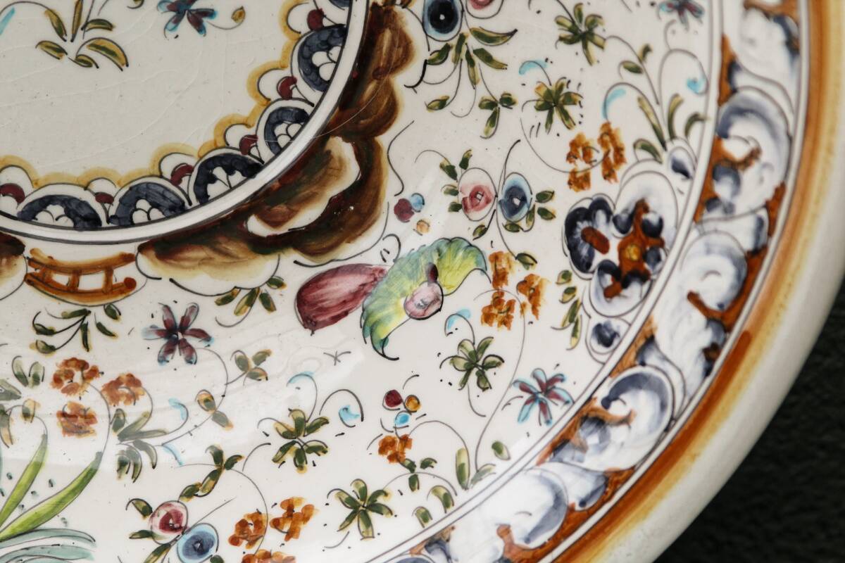 Earthenware salad bowl, hand painted