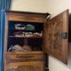 Antique solid wood wardrobe - burl panels and fittings