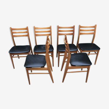 Chaises scandinaves en teck et skaï vintage 1960