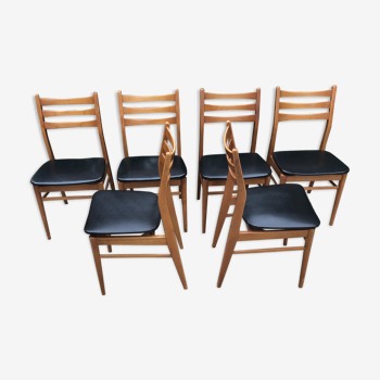 Scandinavian chairs in teak and vintage skai 1960