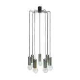 Lampe à suspension vintage en métal chromé et verre 1970