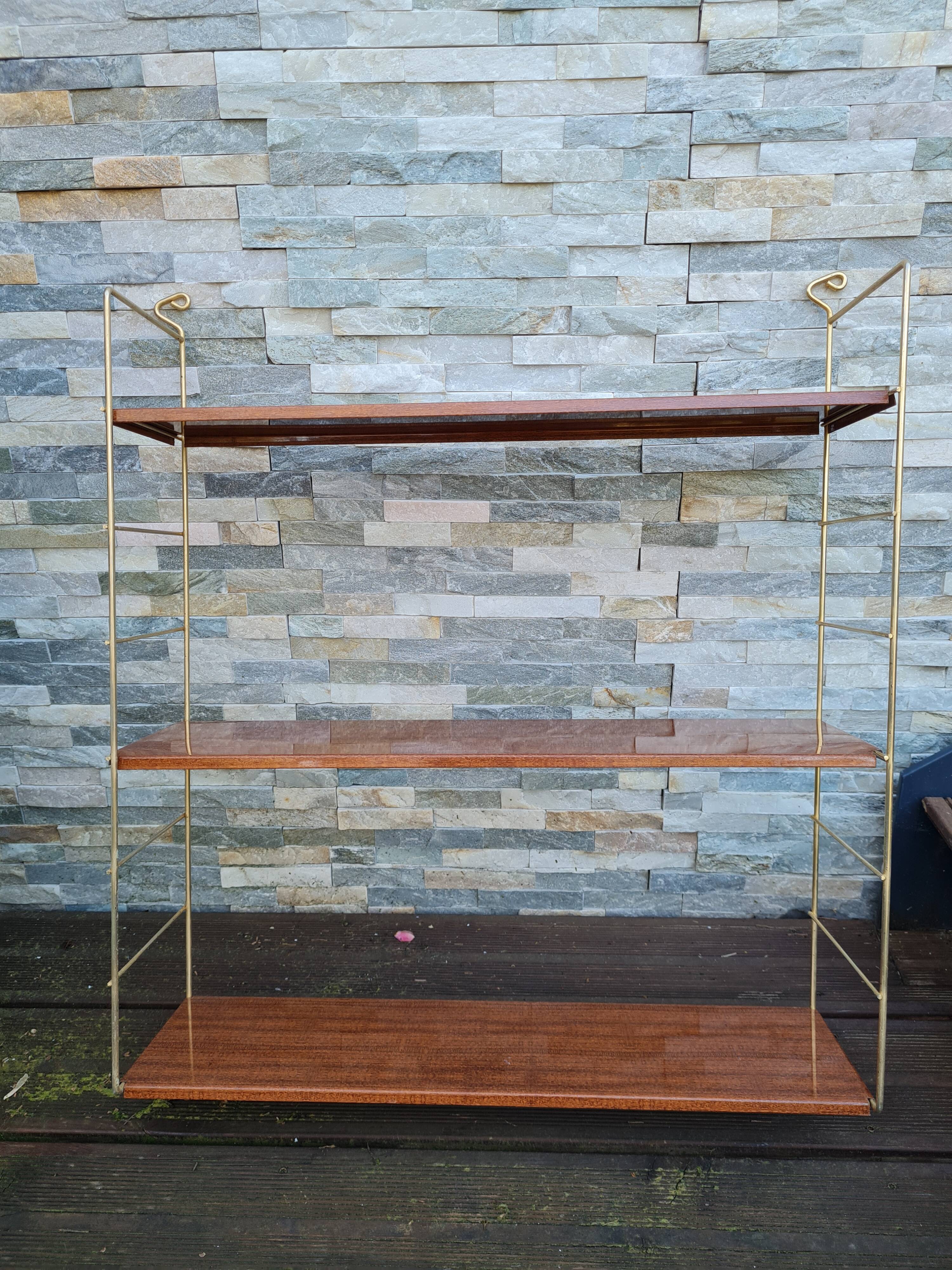 Wall shelves style metal string imitation wood 60- 70s