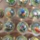 Vintage wooden carved solitaire game – Resin balls with insects –