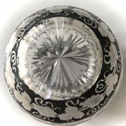Black Bohemian crystal ball vase engraved with pampers