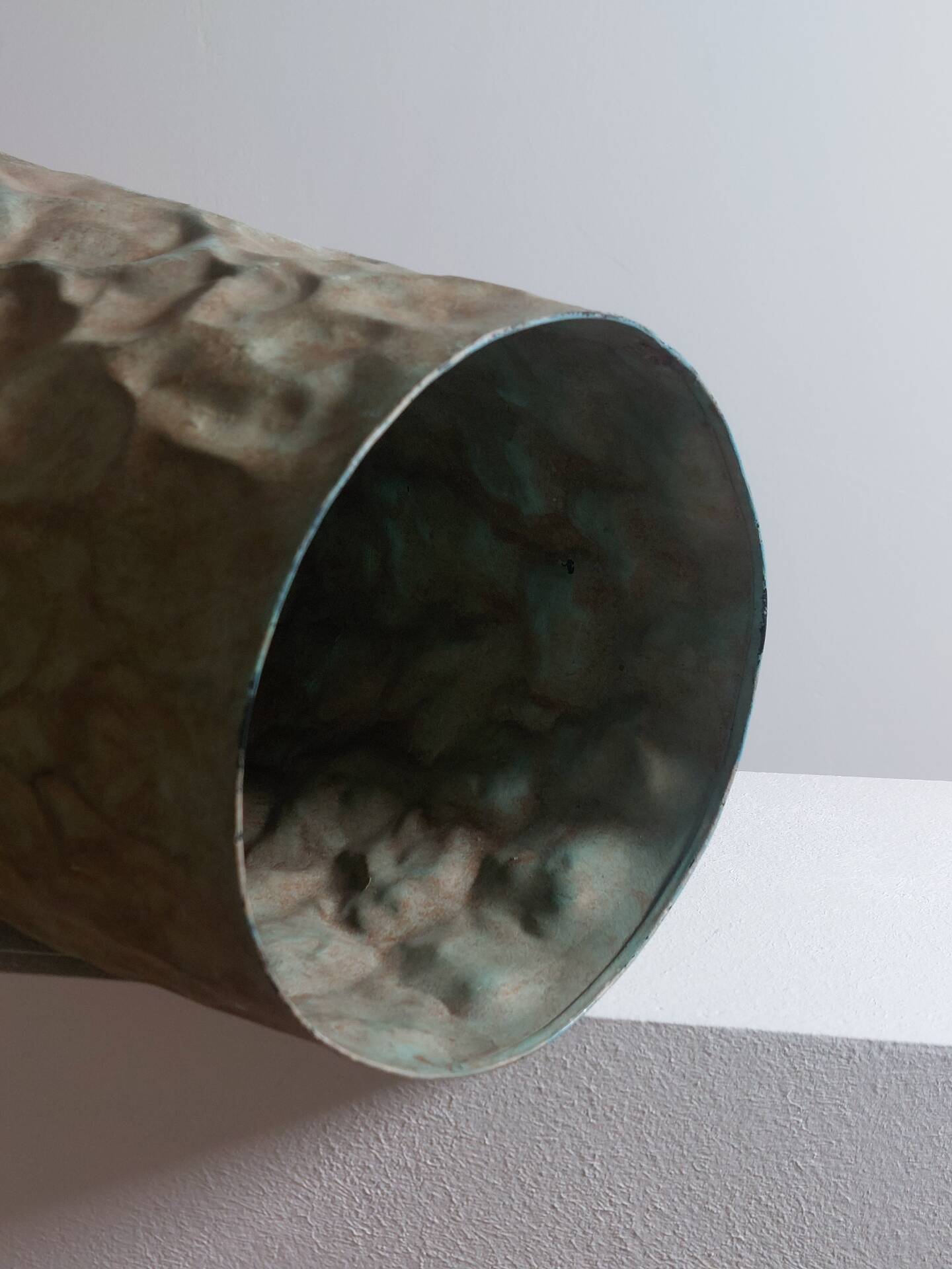 Exceptional vintage dented decor brutalist umbrella stand