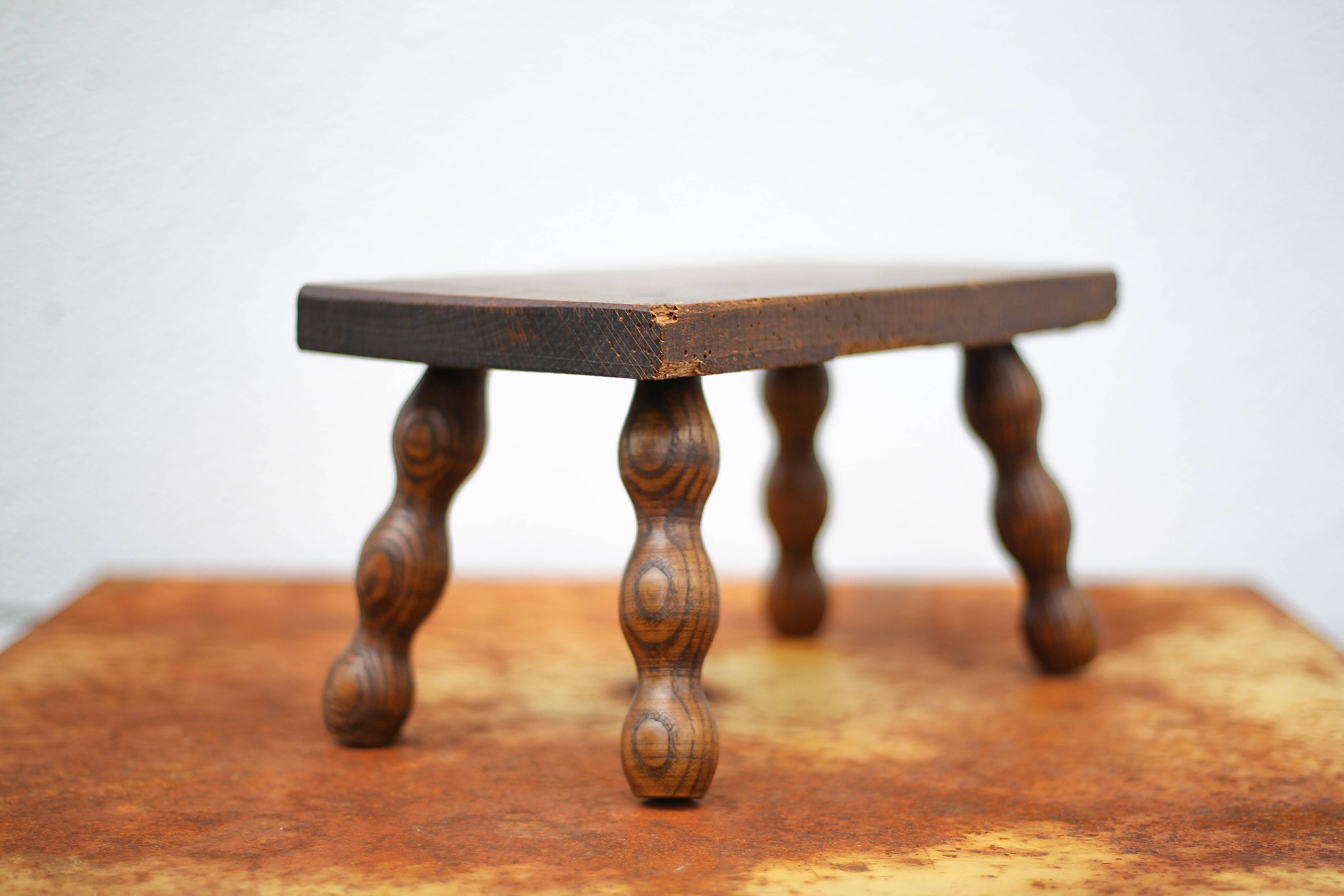 Wooden stool, small beaded foot stool, plant holder