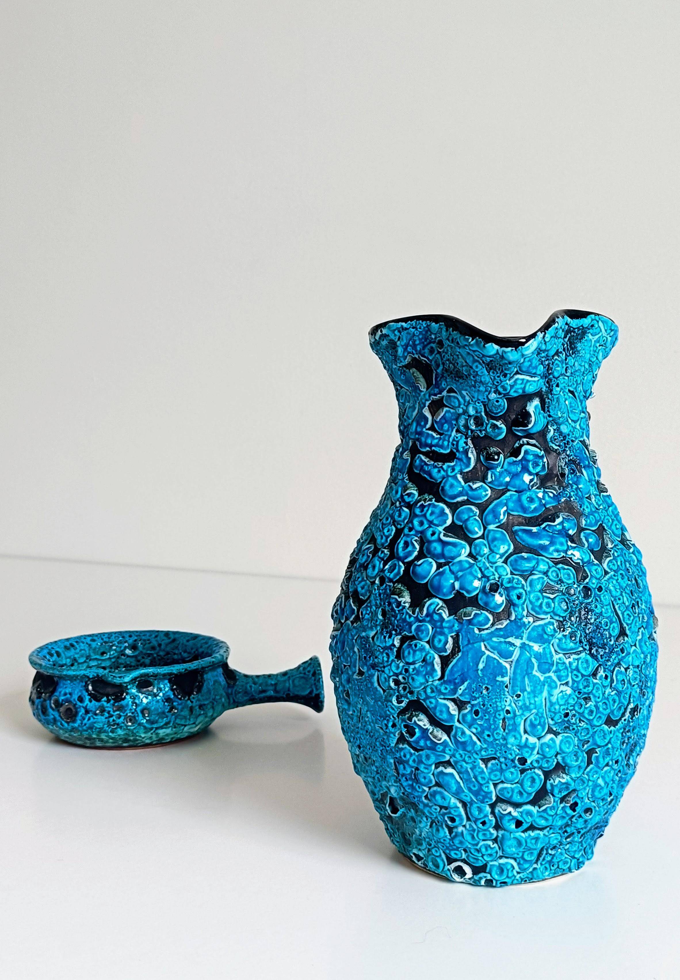 Mid-Century Blue Ceramics by Charles Cart ¨Emaux des Glaciers¨, France, 1960s