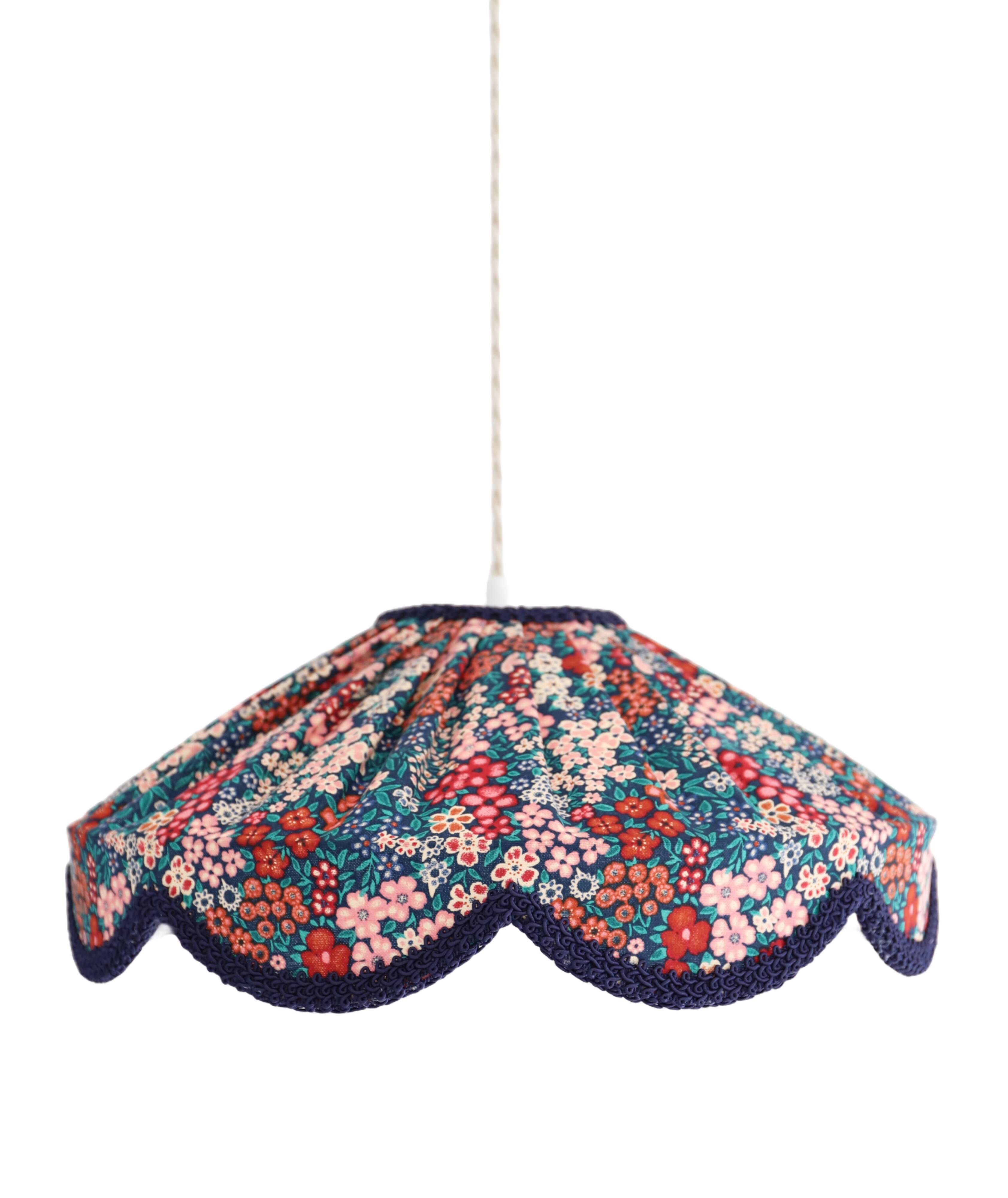 Cosette floral pendant light with "thousand flowers" print