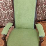 Fauteuil Voltaire noyer fin XIXe - vert