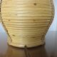 Rattan, leather, rope, and wood lamp in the style of Gabriella Crespi 60-70.