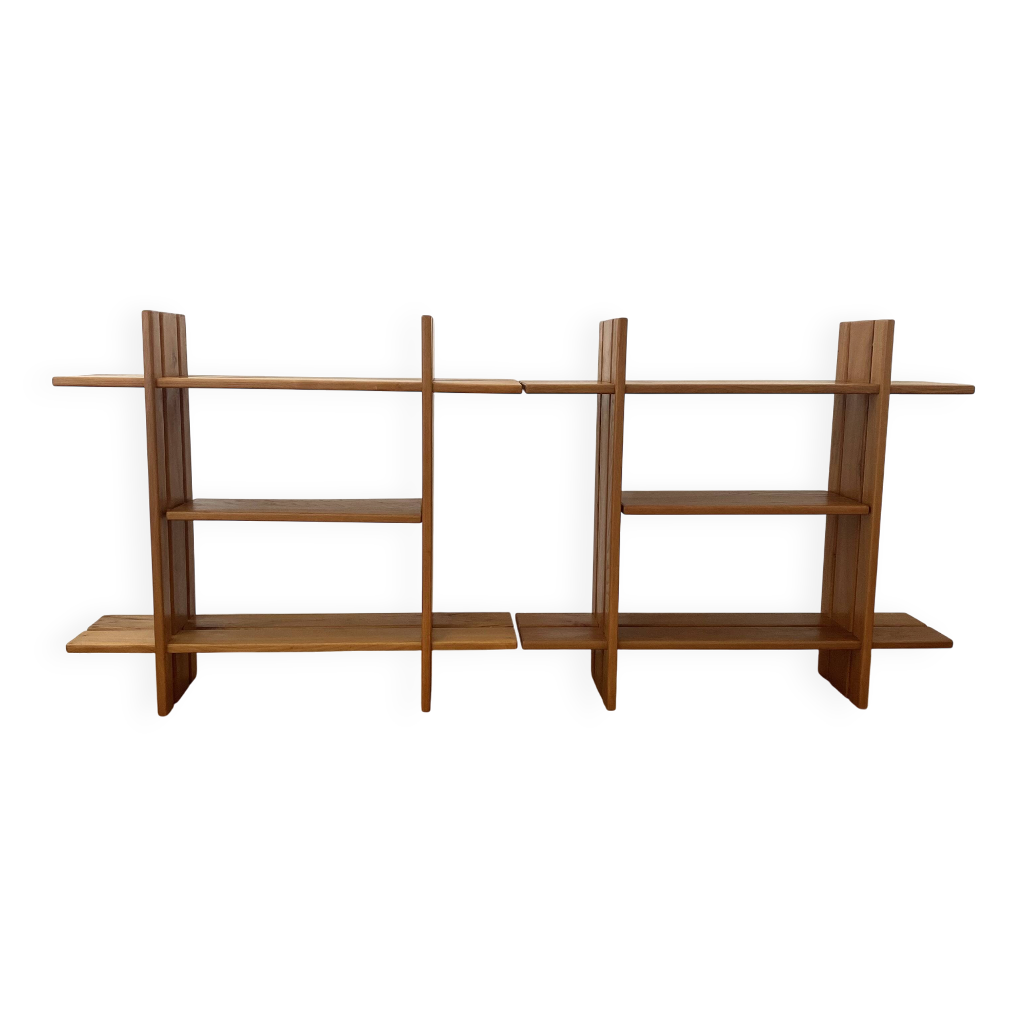 Pair of shelves/bookcases in elm by Roland Haeusler for Maison Regain.