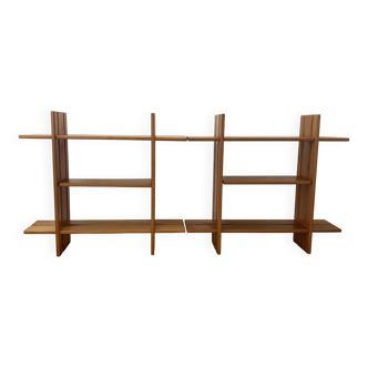 Pair of shelves/bookcases in elm by Roland Haeusler for Maison Regain.