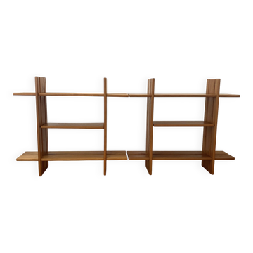 Pair of shelves/bookcases in elm by Roland Haeusler for Maison Regain.