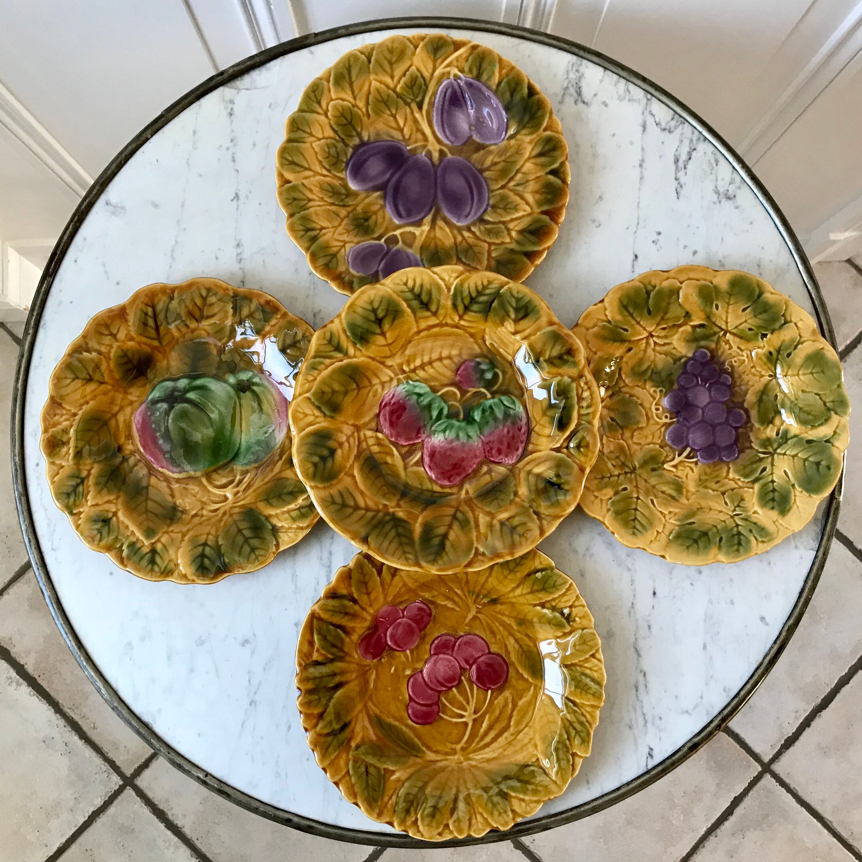 Set of 5 dessert plates in Sarreguemines 60s