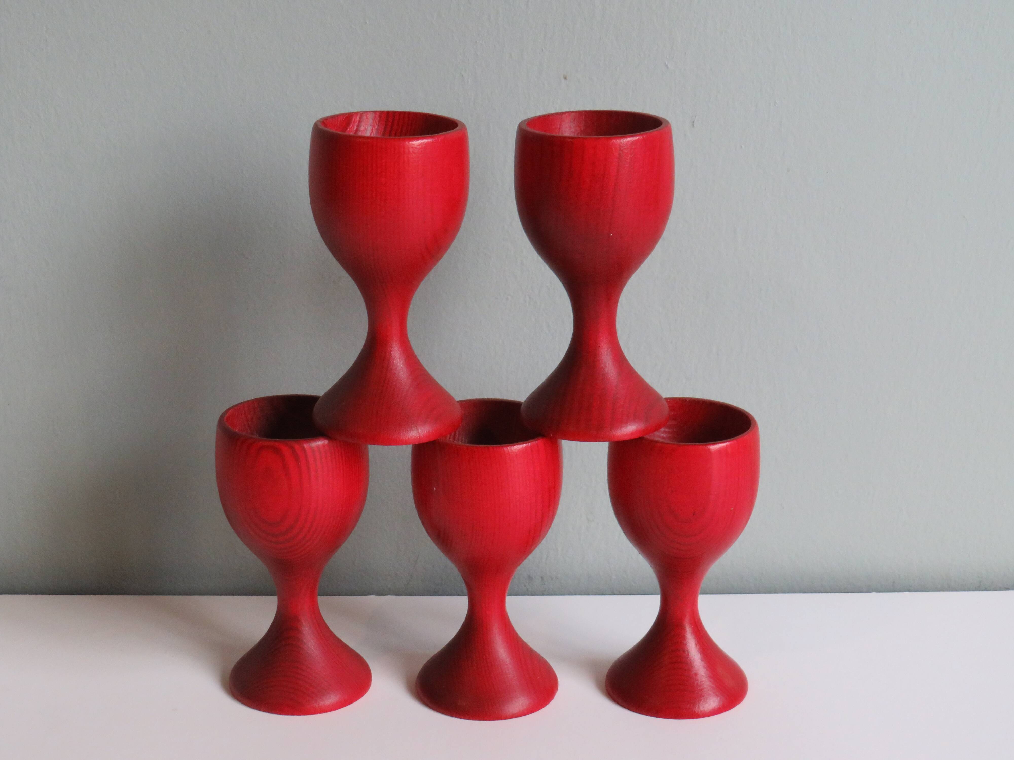 Lot of 5 eggcups, Holmbergs Sweden 1950