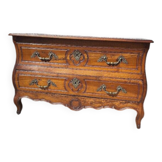 Commode tombeau louis xv en noyer 2 tiroirs du xviii ème siecle