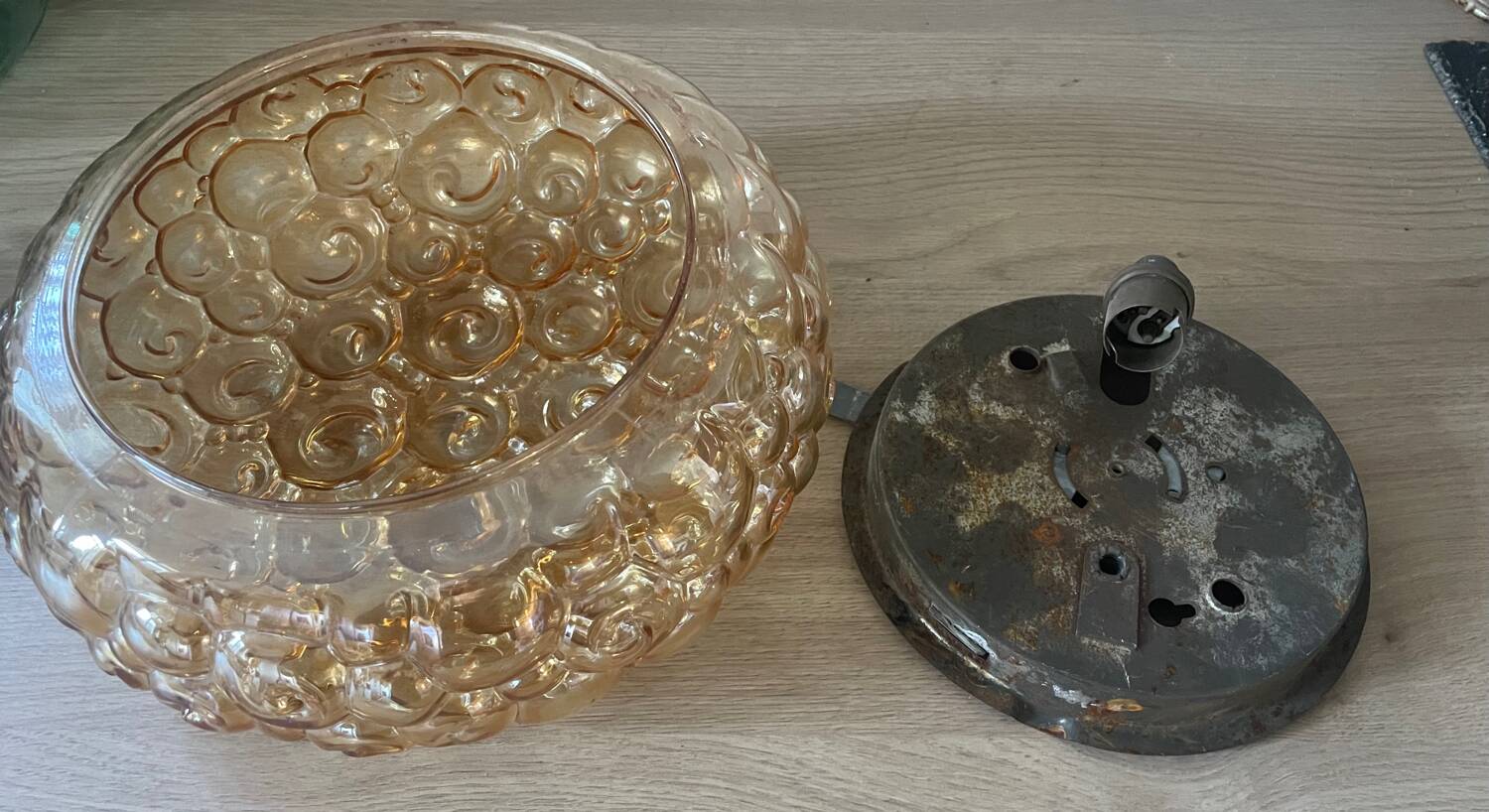 Helena Tynell Vintage Snail Amber Glass Ceiling Light