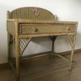 Desk, rattan and vintage wicker
