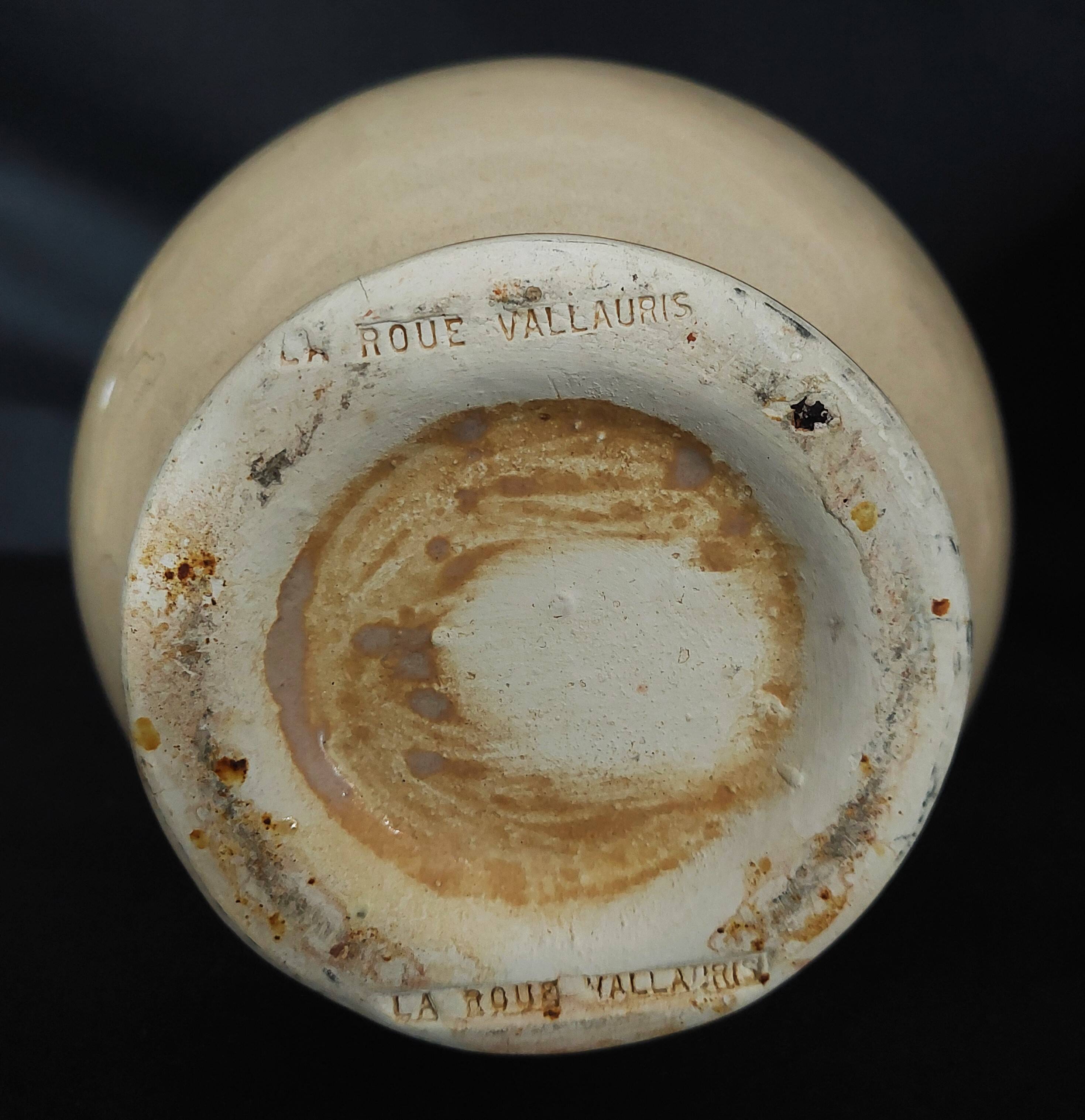 Vintage vase La Roue Vallauris signed 20th-century ceramic