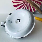 White enamelled candle holder