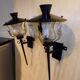 Pair of vintage torch wall lamps