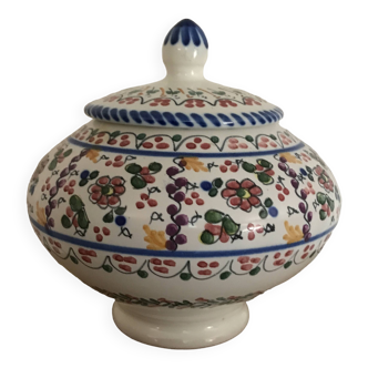 Jar, candy dish in enamelled ceramic with hand-painted decoration by p.arzobispo