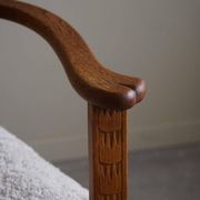 Classic Oak Armchair with Lambswool Upholstery, Mid-Century Danish, 1950s