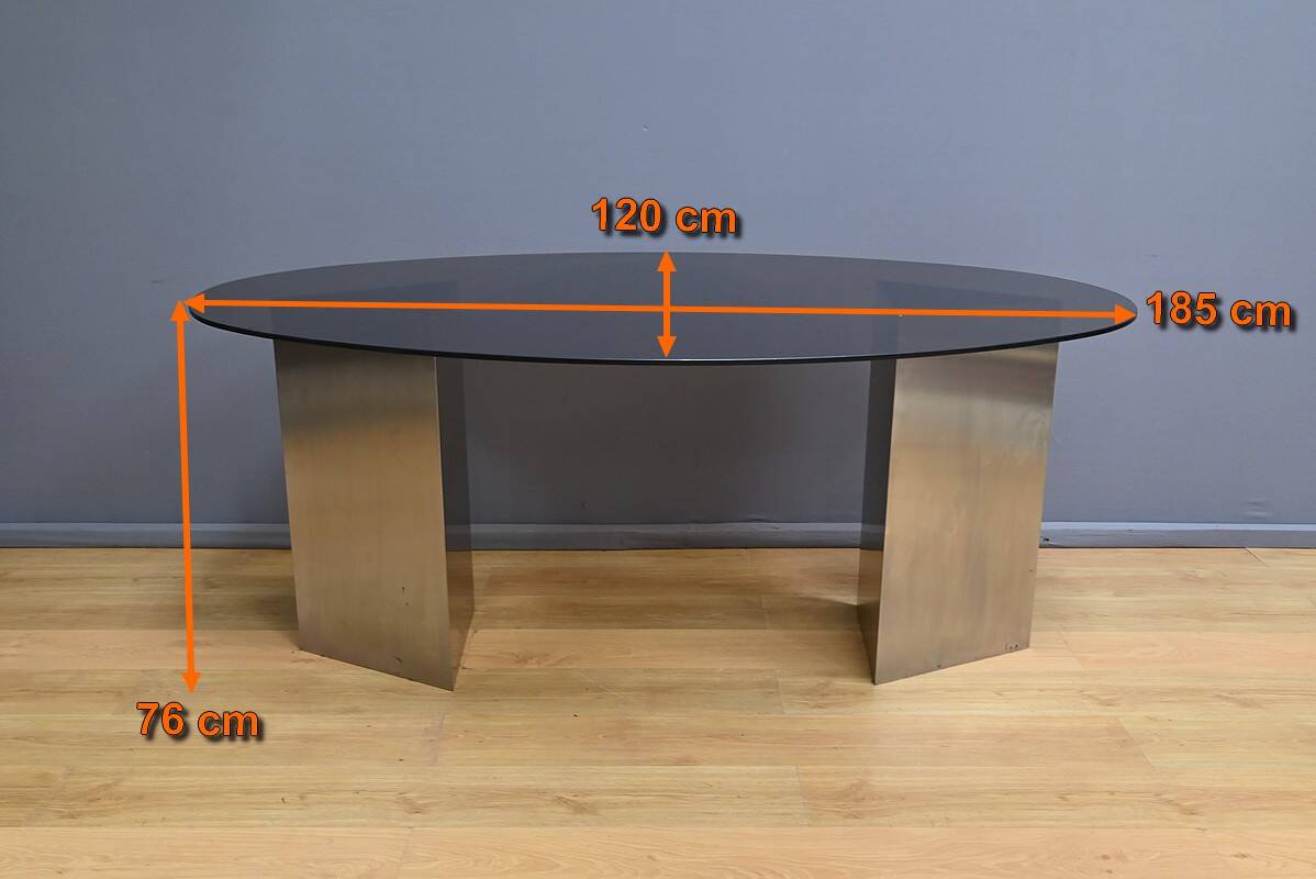 Oval Smoked Glass Table – 1960