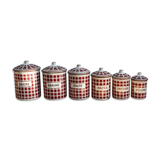 Série de pots à épices en tôle émaillée
