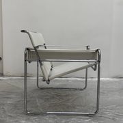 "Wassily" armchair by Marcel Breuer for Gavina in white leather.