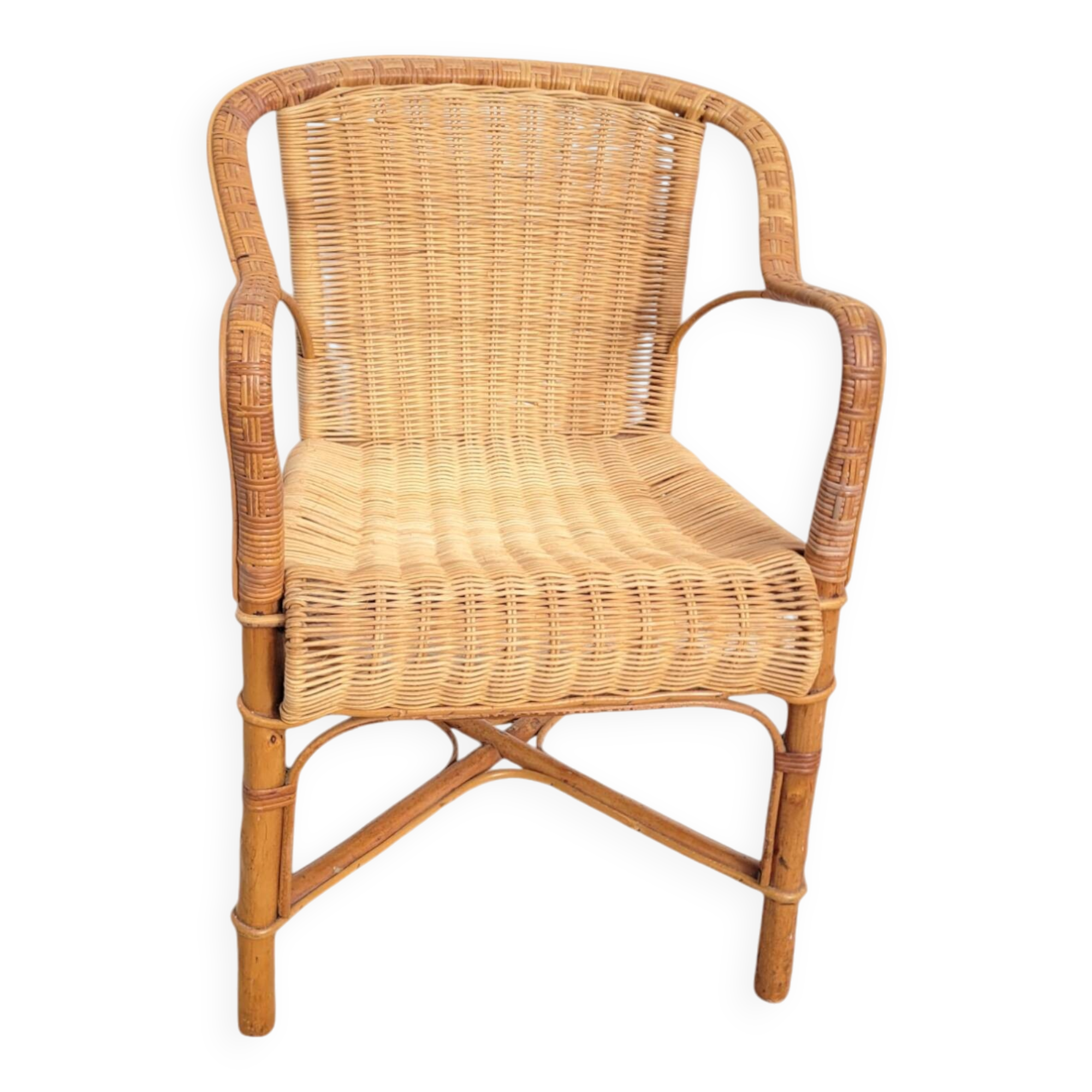 Adult rattan armchair circa 1960 wicker