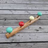 Vintage wall coat rack - Wood and plastic - 1970s